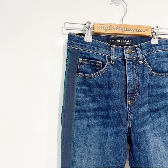 Veronica Beard Carly Kick Flare High Rise Jeans Medium Vintage Stripe - Picture 5 of 13